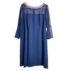 Alex Evenings Plus Size Womens 20W Blue‎ Midi Special Occasion Dress Embellished